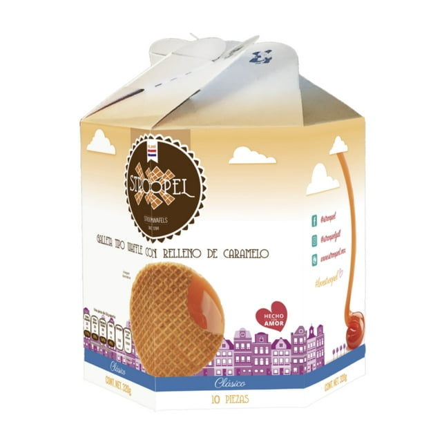 Galletas Gourmet STROOPWAFEL | Waffle suave relleno de caramelo | 1 paquete | 10 galletas (320 G) Daelmans Galleta Holandesa/ Elaboradas con ingredientes naturales/ Artesanales