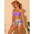 thumbnail image 4 of DARING DIVA Drawstring Bikini Sets Tropical Print Bathing Suits M Purple, 4 of 6