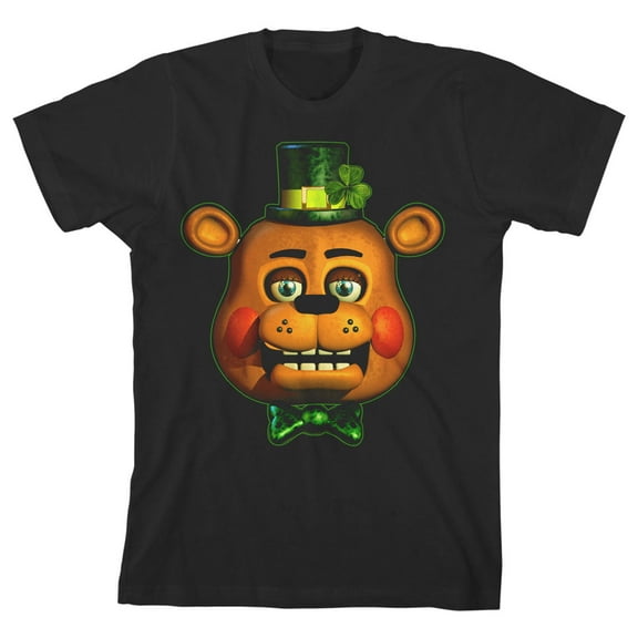 Five Nights at Freddy's Leprechaun Freddy Boy's Black T-shirt-XL
