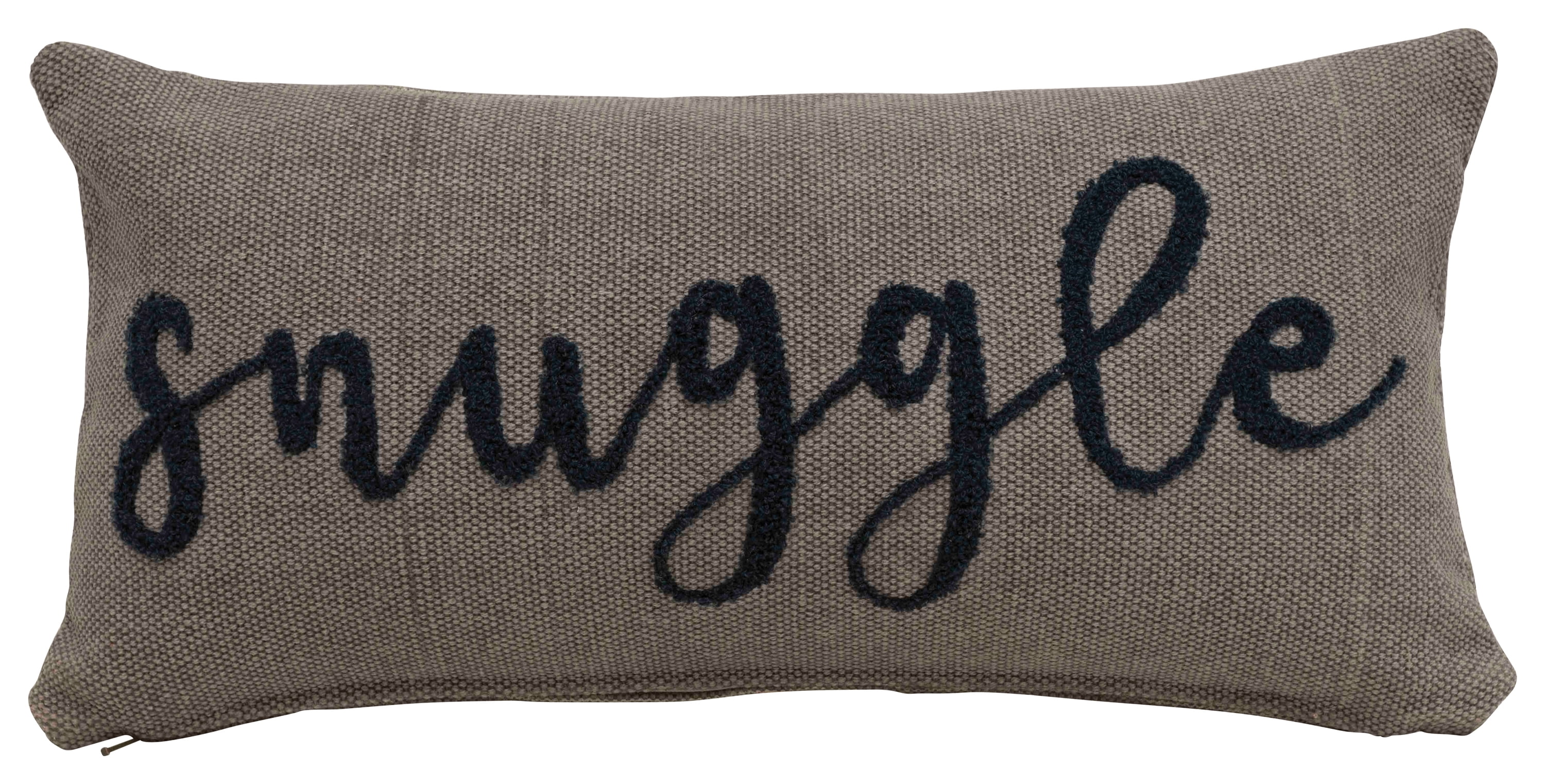 Creative CoOp "Snuggle" Embroidered Rectangle Cotton Lumbar Pillow