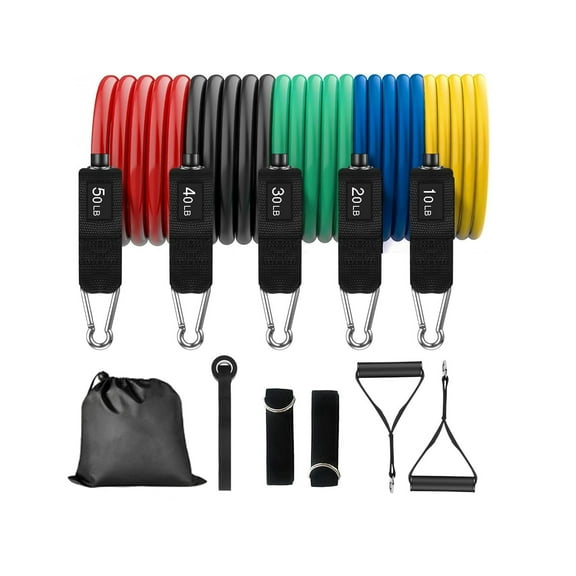 Ricihene Resistance Exercise Bands with Ankle Straps (25 Count)