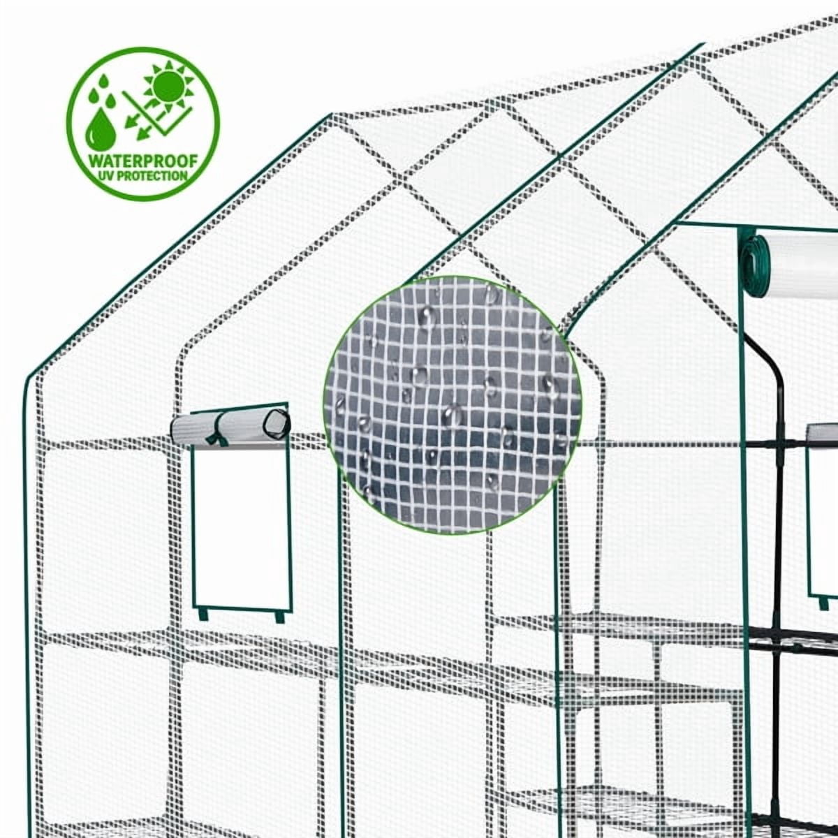 56 x 85 x 77" Large Walk-in Greenhouse with PE Cover & Side Windows, 12-Shelf Indoor Outdoor Portable Greenhouse for Garden Backyard, White