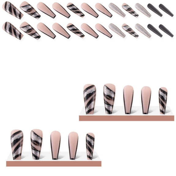 Long Artificial Nails for Women Durable Trendy Simple Press-on Nails for Daily Everyday Wearing Glue Models
