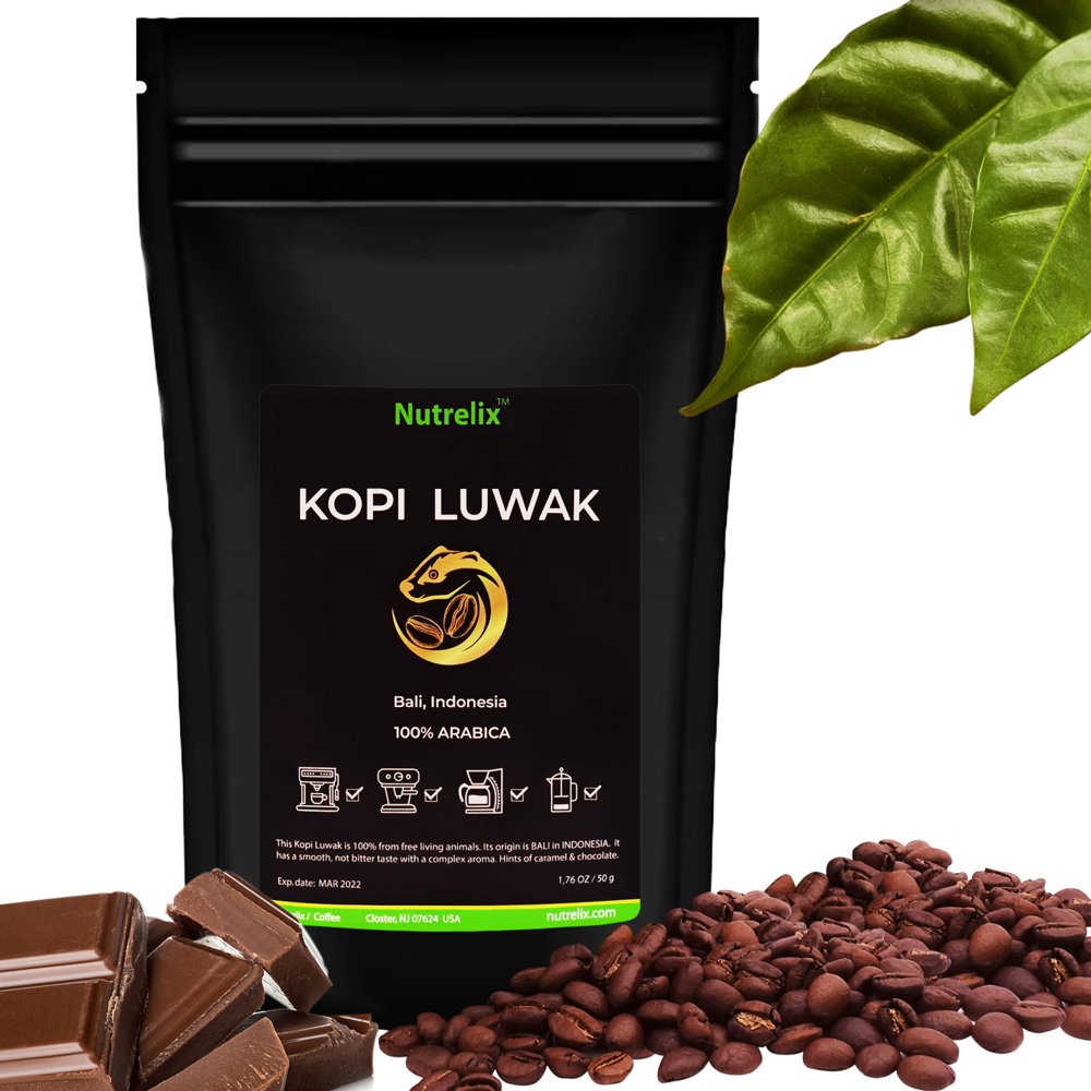 Nutrelix Premium Civet Coffee Kopi Luwak Whole Beans