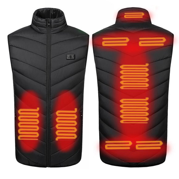 Yeacher Heating Vest Warmer 3 Speeds Adjustable Temperature 9 Heating Zones USB Powered Rechargeable Thermal Waistcoat Winter Warm Fever Vest Heated Vests for Men Women Elderly Present Gift Outdoor