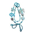 thumbnail image 2 of Llavero con cuentas, pulsera, abalorios para teléfono, decoración de corazón y lazo, llavero para coche, llavero para niños, regalo de recuerdo de Azul, 2 of 9