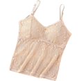 thumbnail image 7 of Women's Slim-Fit Camisole qinhaie Women's Lace Camisole with Padded Bra, Adjustable Spaghetti Straps V Neck Crop Top, Soft Breathable Bra Beige Camisoles & Tanks, 7 of 7