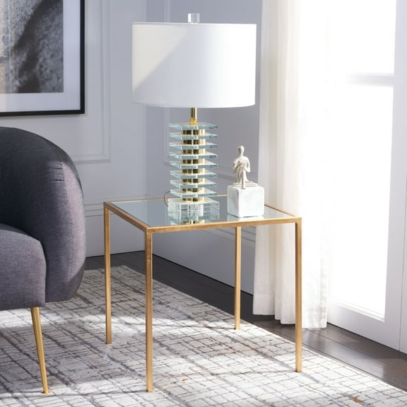 SAFAVIEH Kiley 18 in. H Classic Leaf Mirror Top Accent Table, Gold