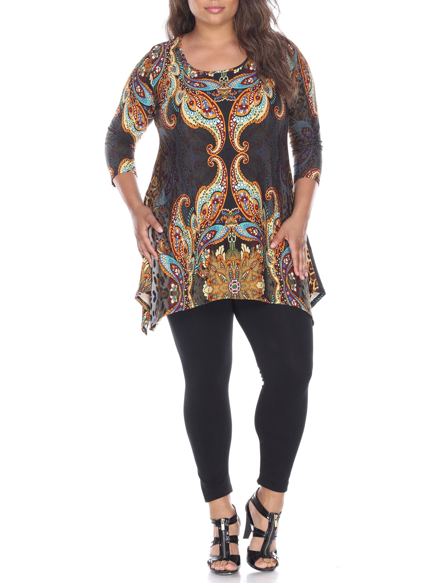 White Mark Women's Plus Marlene Tunic Top