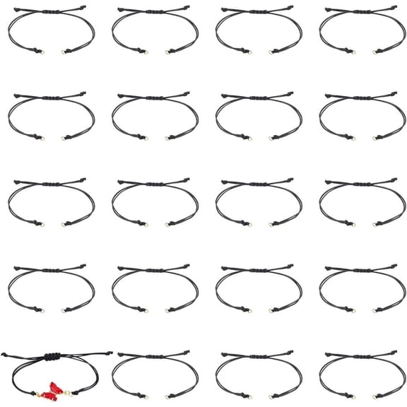 about 30Pcs Waxed Polyester Cord Bracelets Semi Finished Bracelet Black Adjustable Bracelet Knot Rope Handmade Friendship Bracelet Braid String Bracelets for Jewelry Making DIY 31.4mm Long 1set