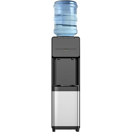 Top Loading Water Dispenser for 3 or 5 Gallon Bottles, Cold & Hot Water Dispenser with Child Safety Lock, Top-Load Water Cooler Dispenser for Home, Office, Kitchen, Black & Stainless
