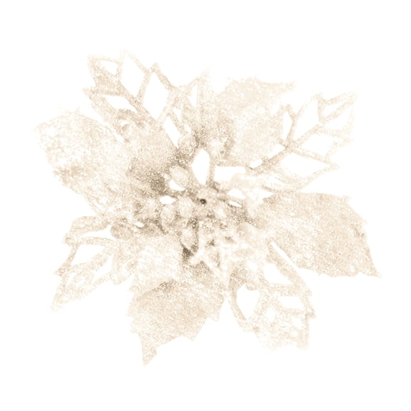 Set Of 10 Pcs Christmas Poinsettia Flowers Ornaments Glitter Floral Accessories Xmas Wreath Tree Decorations for Party Home Wedding