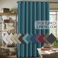 thumbnail image 1 of Cortina opaca de lino de 96 pulgadas de largo para dormitorio/sala de estar, aislamiento térmico, ojales, aspecto de lino, cortinas de ventana con efecto de arpillera con textura primitiva, 1 panel, color marfil, azul egeo, 100 x 96 pulgadas, 1 of 5
