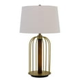 thumbnail image 1 of Benjara BM224830 Metal Table Lamp with Cage Design Support with Round Base, White & Brass, 1 of 5