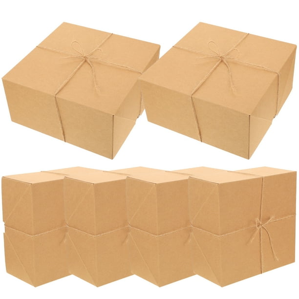 Cajas de regalo marrones de 6 piezas cajas de regalo de papel kraft cajas de regalo de regalos cajas cuadradas de empaquetado cajas