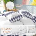 thumbnail image 4 of Colorful Stripes Duvet Cover Set California King Size Navy Blue Wood Texture White Soft Lightweight Comforter Covers 4 Piece Bedding Set with 1 Duvet Cover 1 Bed Sheet & 2 Pillow Shams, 4 of 8