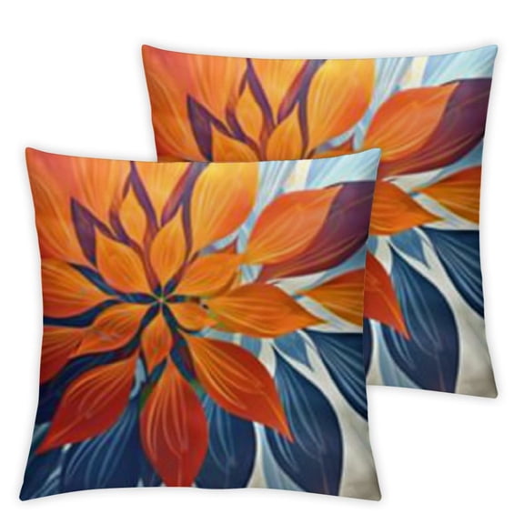 Burnt Orange Navy Blue Pillow Covers Fall Decor Dahlia Flowers Thanksgiving Autumn Decorative Couch Lumbar Pillow Cases Home Decor for Living Room Bedroom Bed Cushion Outdoor