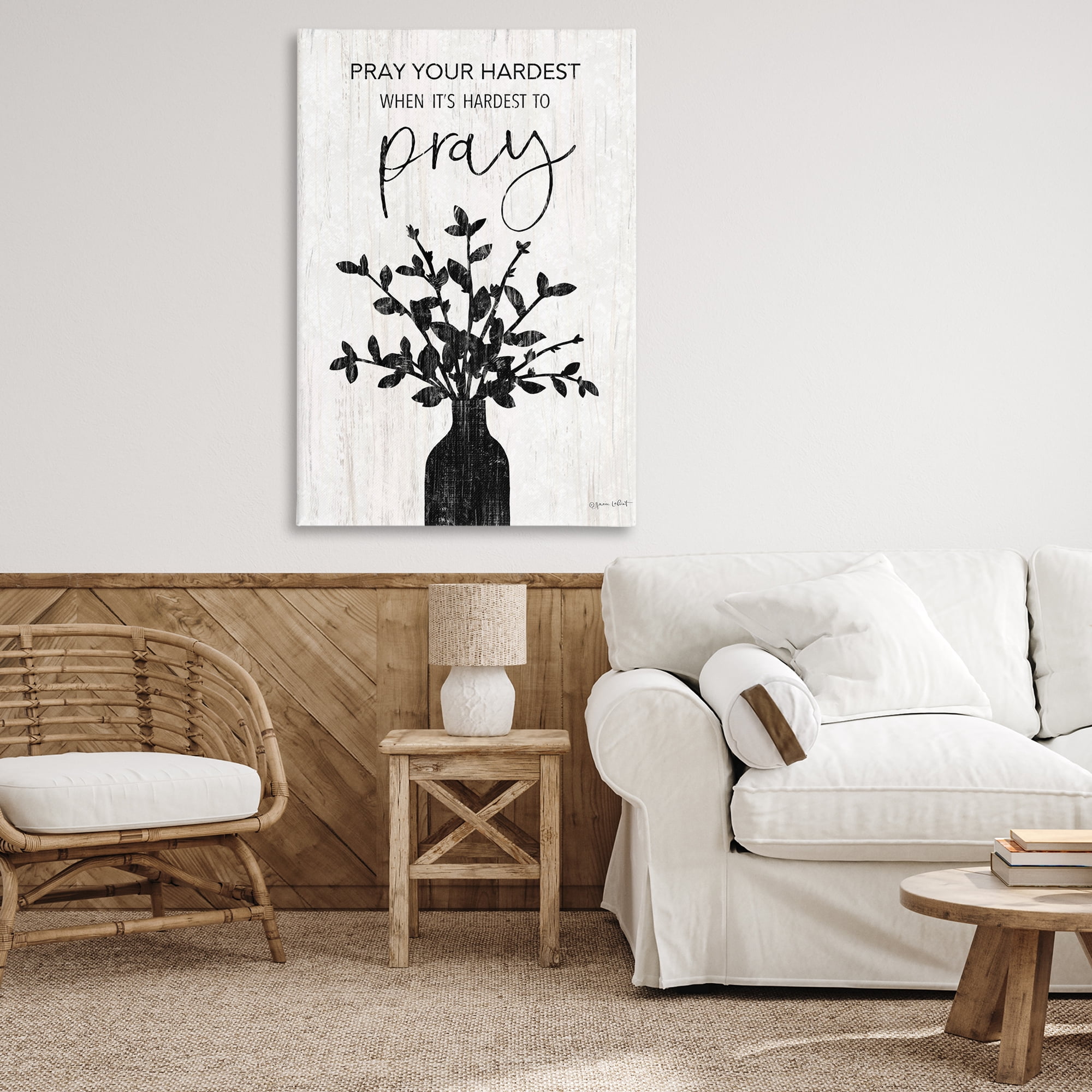 Stupell Industries Pray Your Hardest Religious Painting Gallery Wrapped Canvas Art Print Wall Art, 30 x 45
