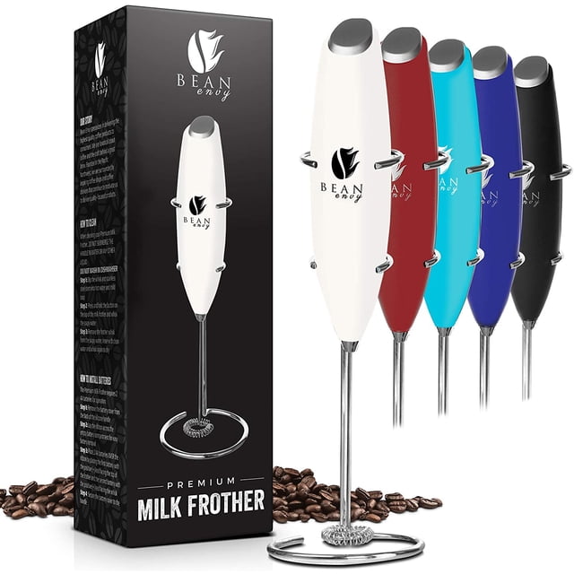 Bean Envy Milk Frother Handheld, Perfect For The Best Latte Whip Foamer (White)