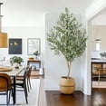 thumbnail image 4 of 7ft de altura faux olive tree - realistic artificial olive tree con natural wood trunk y lifelike fruits, uv resistant, potted para home, oficina, y sala de estar indoor decor, 4 of 7