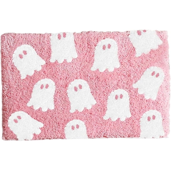 Halloween Bath Mat 15.7 x 23.6 in Non Slip Ghost Rug, Soft Bathroom Floor Rug Decor