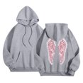 thumbnail image 4 of vigerkar Long Sleeve Wings Graphic Hoodie, Fashion Pullover Hooded Sweatshirt for Women (Light Gray, XXL), 4 of 5