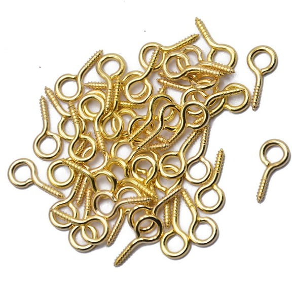 50Pcs Screw Eyes Pin Jewelry Making Findings -Gold