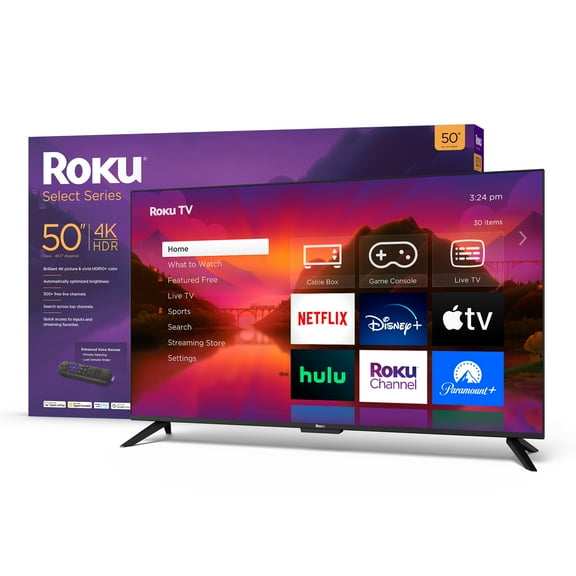 Roku 50" Select Series 4K HDR Smart RokuTV with Roku Enhanced Voice Remote, Brilliant 4K Picture, Automatic Brightness, and Seamless Streaming