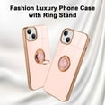 thumbnail image 6 of for iPhone 13 Case with Ring Holder Luxury Glitter Plating Gold Edge 360 Rotation Kickstand Phone Case for Women Shockproof Soft TPU Anti-Scratch Protective Cover Case-Pink, 6 of 12