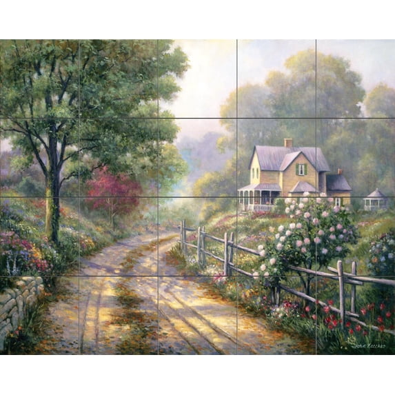 Tile Mural Kitchen Backsplash - Lilac Morning - by John Zaccheo