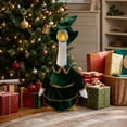 thumbnail image 6 of Cififendec Christmas 23" Porch Goose Costume Set, Green Velvet Tiered Dress with Golden Tinsel Trim and Hat for Goose Statue Outfitting, 6 of 9