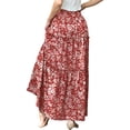 thumbnail image 6 of Cueply Long Skirts for Women Pleated Elastic High Waist drawstring Tiered Maxi Skirt with Pockets, 6 of 7