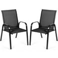thumbnail image 3 of Costway 2PCS Patio Chairs Outdoor Dining Chair sturdy Garden Deck Yard with Armrest Black, 3 of 12