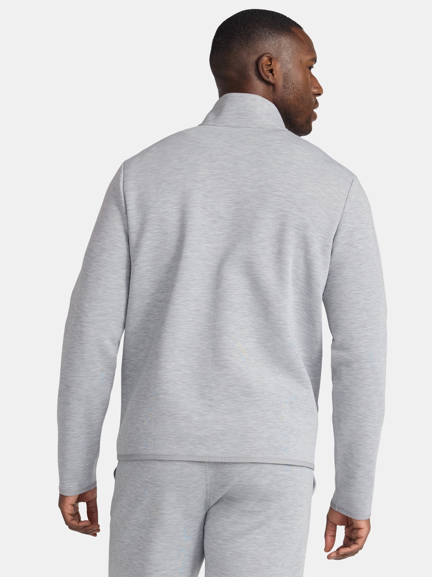 Athletic Works Men's and Big Men's Fusion Double Knit Quarter Zip Sweatshirt Jacket, Sizes S-3XL