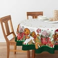 thumbnail image 2 of Christmas Tablecloth 60×60 Inch Round, Green Gingerbread Man Cute Christmas Bear Ball Ornaments Washable Table Cover for Party Picnic Dinner Decor, 2 of 6