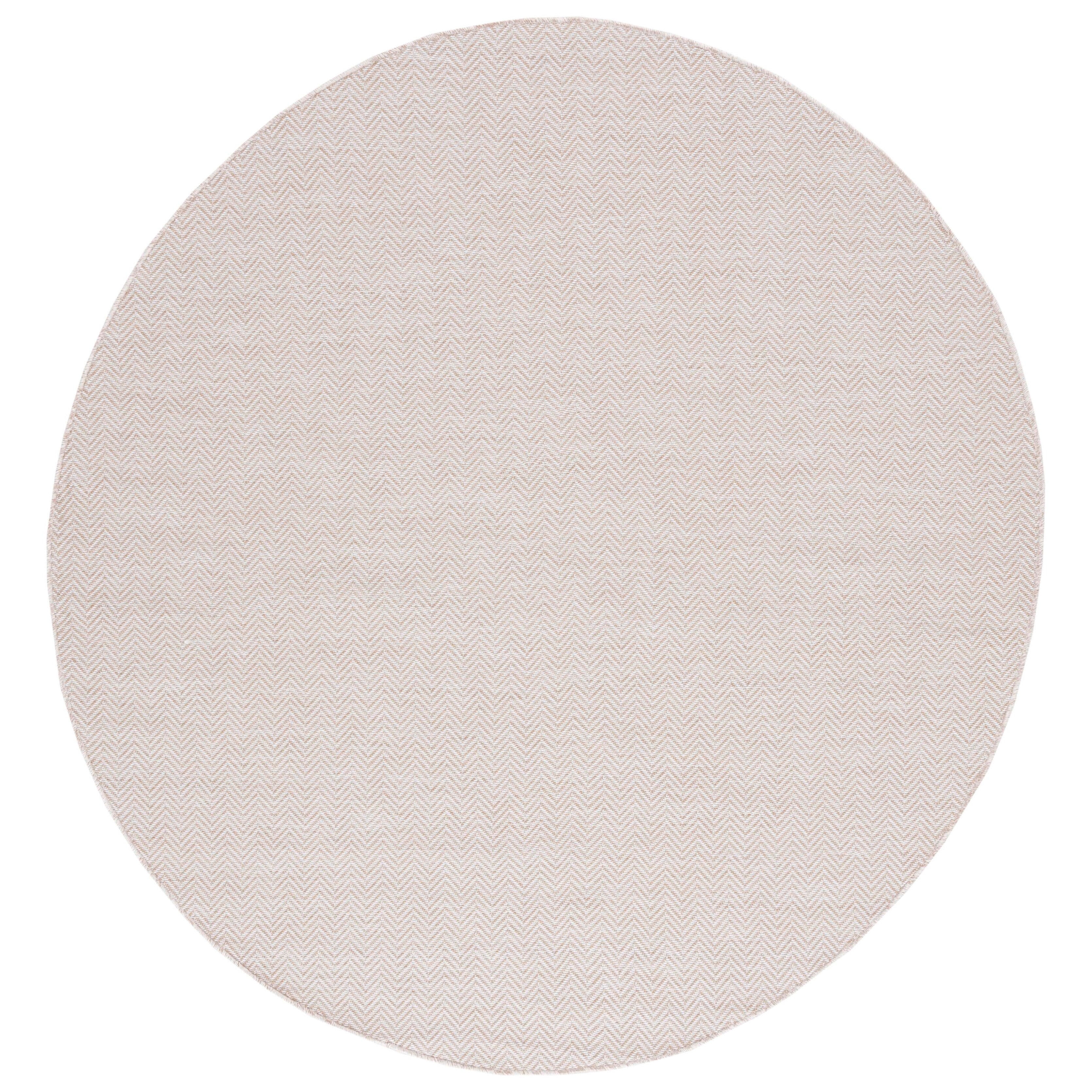 SAFAVIEH Hampton Hoyt Zig-Zag Indoor/Outdoor Area Rug, Beige/Ivory, 6'5" x 6'5" Round