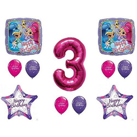 SHIMMER AND SHINE 3rd Third HAPPY Birthday Party Balloons Decoration Supplies Genie Nick