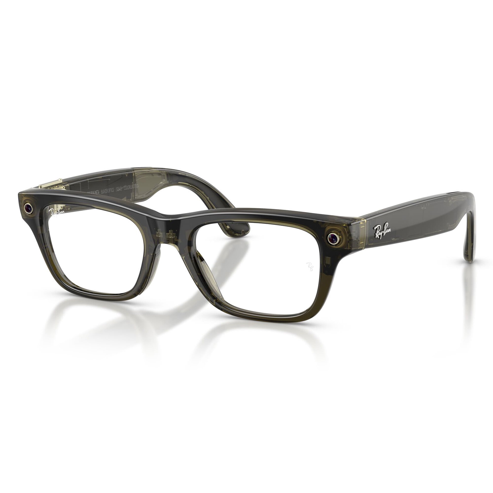 Ray-Ban Unisex Size 54 AI Smart Meta Gen 2 Blayzer Glasses with Charging Case, Matte Transparent Ice Gray/Clear