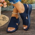 thumbnail image 2 of Rokment Womens Orthopedic Arch Support Walking Sandals Comfortable Stretchy Mesh Slip on Sock Memory Foam Driving Nursing Beach Summer Shoes for Plantar Fasciitis Dark Blue Size 7, 2 of 7