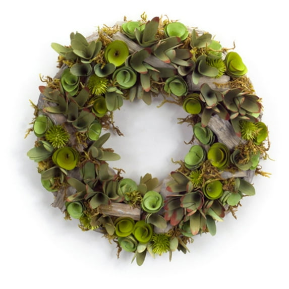 Melrose International 15 in. Succulent and Wood Wreath