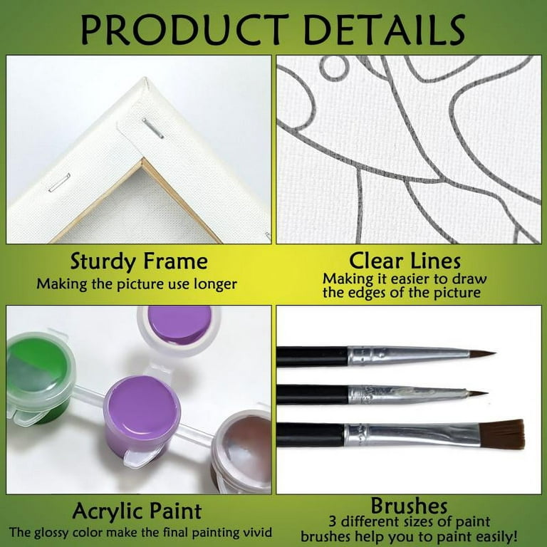  Pre Drawn Paint Canvas Kit for Painting for Adults