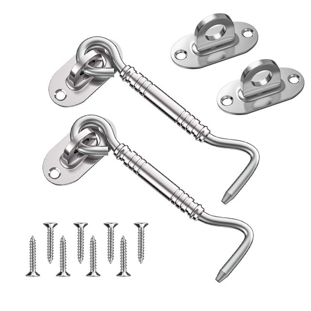 MasteelfCA 4pcs 4 Inch Stainless Steel Thick Hook Door and Window Hook European Style