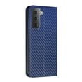 thumbnail image 2 of SaniMore for Samsung Galaxy S24 Wallet Case, Wrist Strap Magnetic Clasp, Card Slots Carbon Fibre Skin Shockproof TPU Anti-drop Anti-scractch Stand Business Full Body Protective Shell, Blue, 2 of 10
