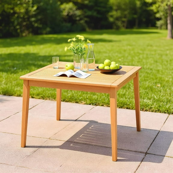 Topcobe 39 Inch Acacia Wood Dining Square Bistro Table with 1.96 Inch Umbrella Hole, Modern Outdoor Furniture for Patio Backyard, Garden