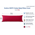 thumbnail image 2 of Evolive New 300TC Thread Count 100% Cotton Body Pillow Cover/Case Replacement with Hidden Zipper Closure 21"x54" (Red), 2 of 7