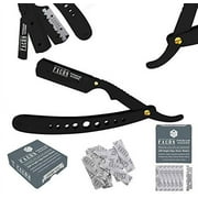 100 BLADES + Facón Professional Classic Straight Edge Barber Razor - Salon Quality Cut Throat Shavette