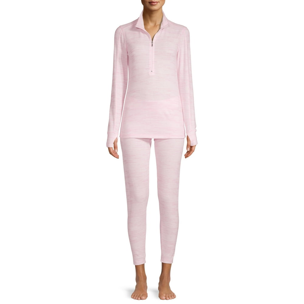 Hanes Hanes Women's Knit Thermal Zip Top Shirt and Leggings Sleep Set