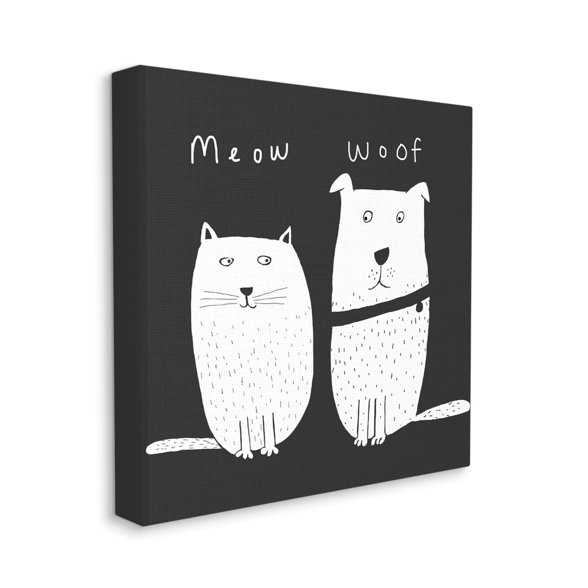 Stupell Industries Kids' Cat and Dog Pet Pair Meow Woof, 30 x 30,Design by Carla Daly