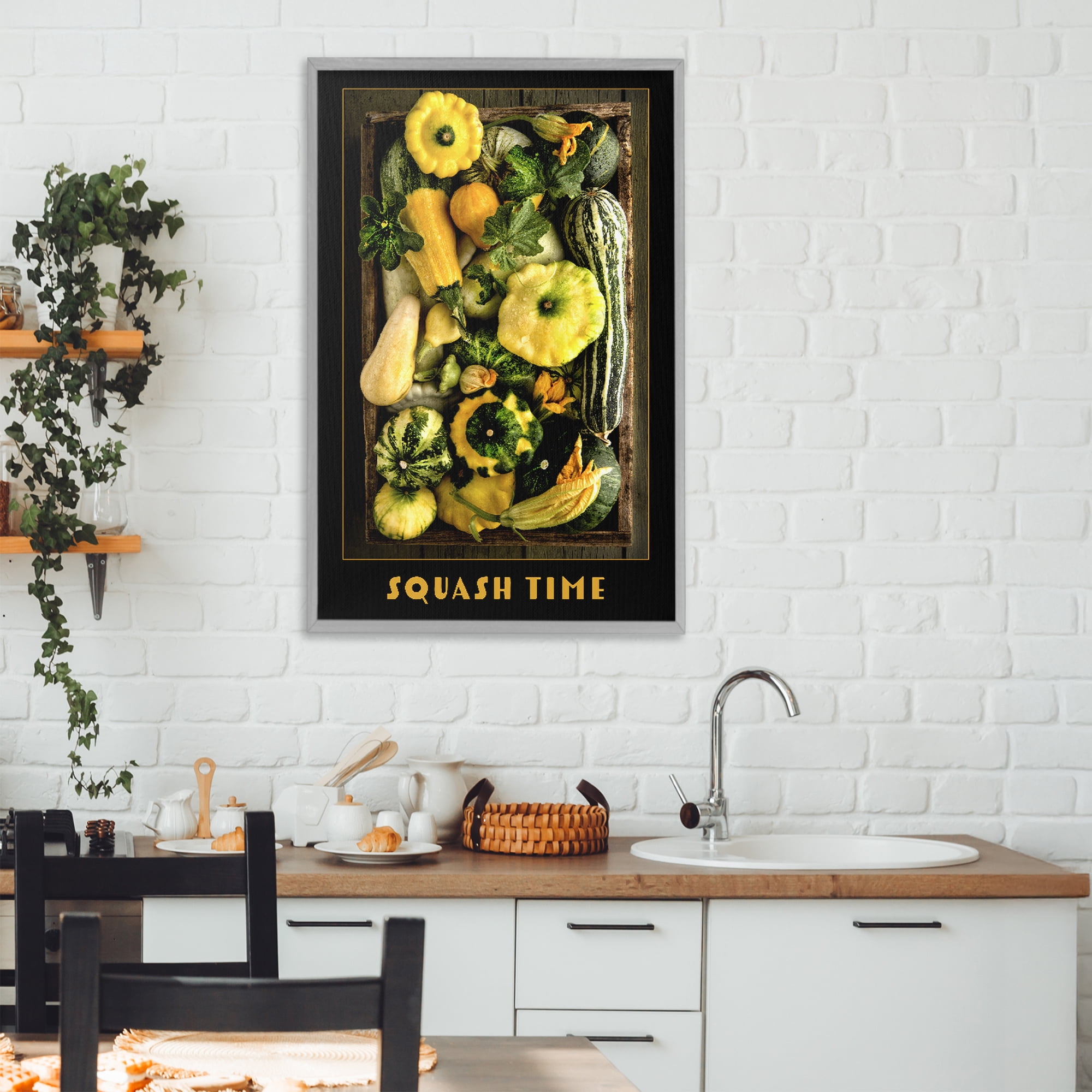 Stupell Industries Squash Time Vibrant Vegetables Gray Framed Giclee Art, design by Carl Kravats