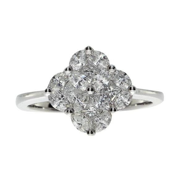 14k Clover Cluster Diamond Ring